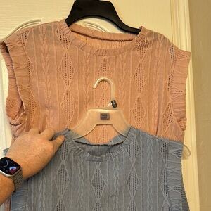 Two Pack: Blue and Peach Textured Women's Tops